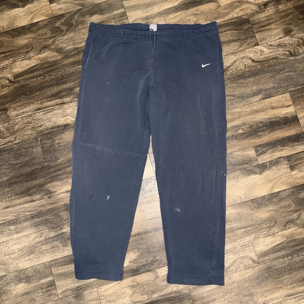 Vintage Y2K Nike Baggy Relaxed Fleece Sweatpants Mens XXL Navy Blue Swoosh